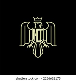 MI initial monogram logo for eagle  crown image vector design