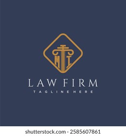 MI initial monogram logo for lawfirm with pillar in creative square design