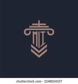 MI initial monogram logo with pillar design for law firm vector image