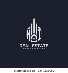 MI initial monogram logo for real estate with creative circle design vector