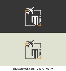 Mi initial monogram logo with square style design.