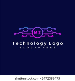 MI initial monogram for technology logo with circle style design