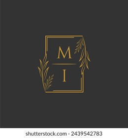 MI initial monogram wedding with creative square line