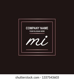 MI initial signature logo. handwriting logo template vector,