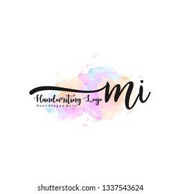 MI initial signature logo. handwriting logo template vector,