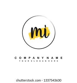 MI initial signature logo. handwriting logo template vector,