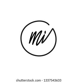 MI initial signature logo. handwriting logo template vector,