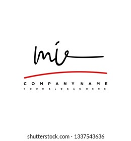 MI initial signature logo. handwriting logo template vector,