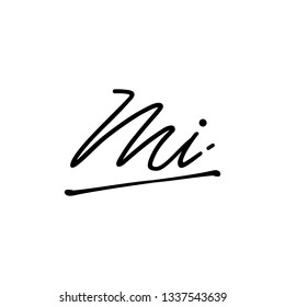 MI initial signature logo. handwriting logo template vector,