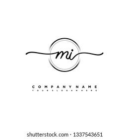 MI initial signature logo. handwriting logo template vector,
