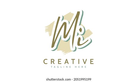 Mi Initials, handwriting logo vector