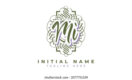 Mi Initials, handwriting logo vector