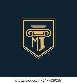 MI Initials Law Firm Logo Lawyer logo with creative law element