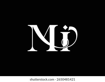 Modelo de desenho do logotipo da tipografia de ligadura MI