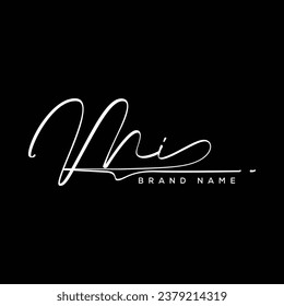 MI letter beauty handwriting vector logo.