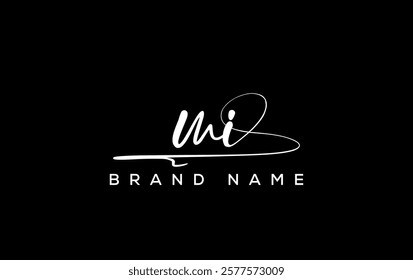 MI letter beauty handwriting vector logo. 