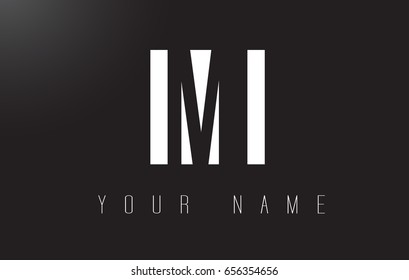 MI Letter Logo With Black and White Letters Negative Space Design.