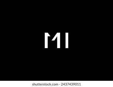 MI Letter Logo Design with Creative Modern Trendy Typography and Black Colors.
