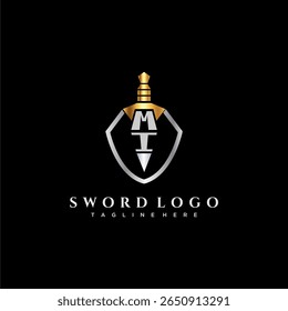 Letra MI monograma de luxo para imagem em estilo escudo e espada