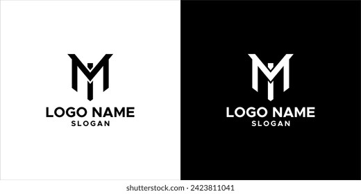 MI letter vector logo in black and white