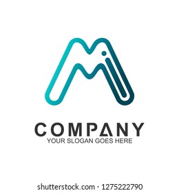 MI logo design, letter M and letter I in line shape