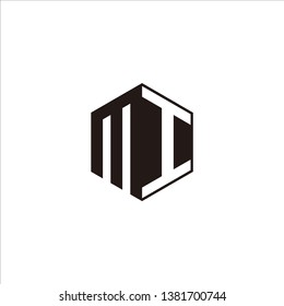 MI Logo Initial Monogram Negative Space Designs Modern Templete with Black color and White Background