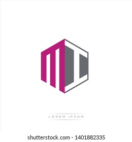 MI Logo Initial Monogram Negative Space Design Template With Dark purple and Grey color