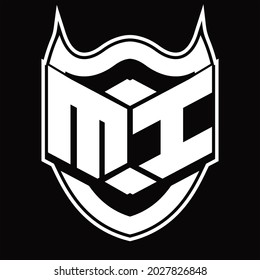 MI Logo monogram design isolated with shield shape design