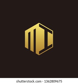 MI Logo Monogram with Negative space gold colors