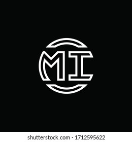 MI logo monogram with negative space circle rounded design template