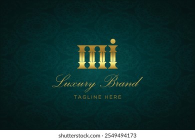 DESIGN DO LOGOTIPO DA CARTA DE LUXO MI. É um logotipo de monograma de letras de luxo, este logotipo é feito pela combinação de duas letras