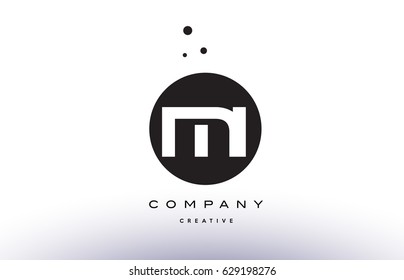 MI M I alphabet company letter logo design vector icon template simple black white circle dot dots creative abstract