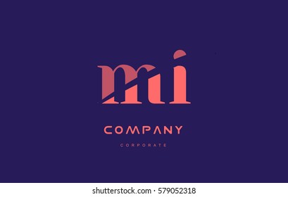 mi m i alphabet small letter blue pink creative design vector company logo icon template 