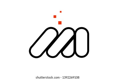 MI M I black white red dots alphabet letter combination suitable as a logo icon design for a company or business