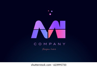 mi m i creative color blue background pink purple blue magenta alphabet letter company logo vector icon design