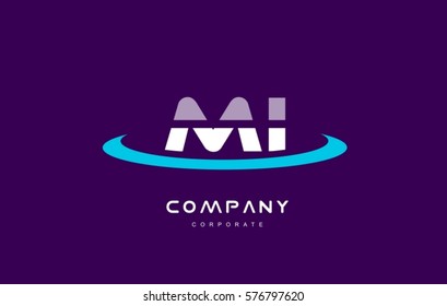 mi m i cyan magenta blue letter combination alphabet vector company logo icon sign design template 