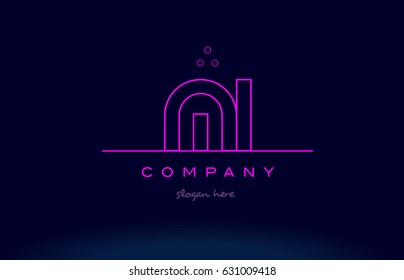 mi m i letter alphabet text pink purple dots contour line creative company logo vector icon design template