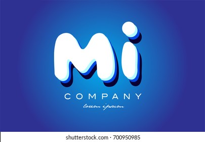 MI M I letter logo combination alphabet vector creative company icon design template modern blue white 3d
