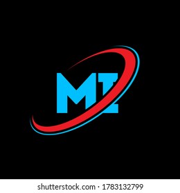 MI M I letter logo design. Initial letter MI linked circle uppercase monogram logo red and blue. MI logo, M I design. mi, m i