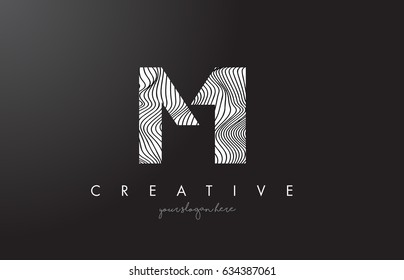 MI M I Letter Logo with Zebra Lines Texture Design Vector Illustration.
