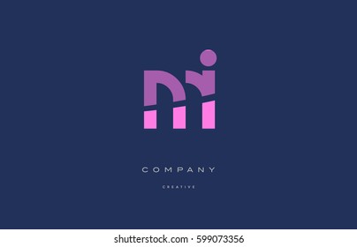 mi m i  pink blue pastel modern abstract alphabet company logo design vector icon template 