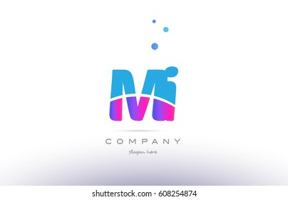 mi m i  pink purple blue white uppercase lowercase modern creative alphabet gradient company letter logo design vector icon template