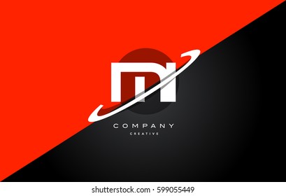 mi m i  red black white technology swoosh alphabet company letter logo design vector icon template 