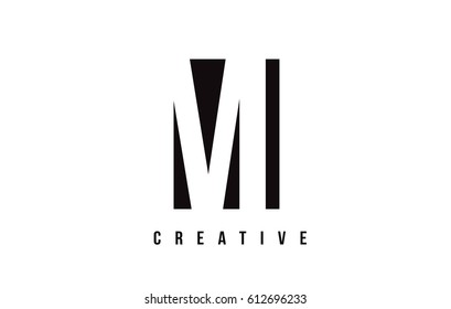 MI M I White Letter Logo Design with Black Square Vector Illustration Template.