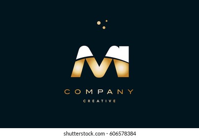 mi m i  white yellow gold golden metal metallic luxury alphabet company letter logo design vector icon template