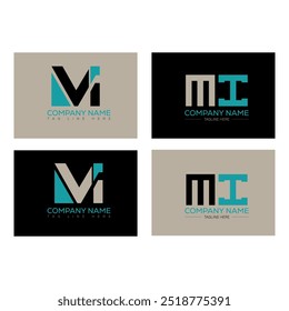 MI minimalist and classic logo set design. MI monogram polygonal and circle shape vector.