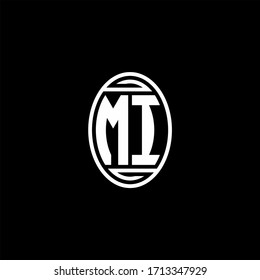 MI monogram logo isolated on oval rotate shape design template