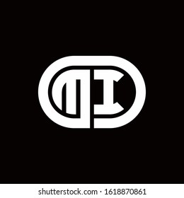 MI monogram logo with an oval style on a black background	