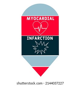 MI - Myocardial Infarction acronym. medical concept background.  vector illustration concept with keywords and icons. lettering illustration with icons for web banner, flyer, landing