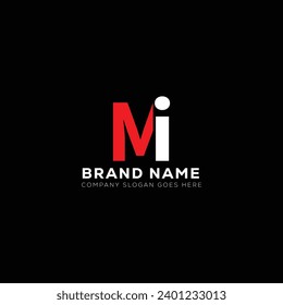 MI White Letter monogram Logo Design with Black Background. M I